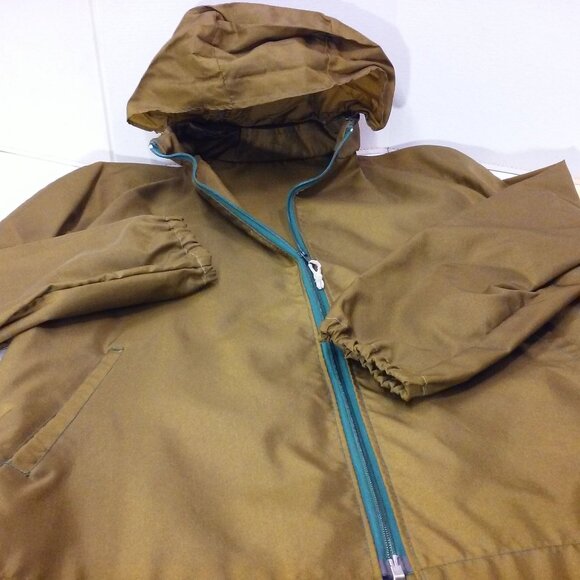 Vintage Chore Coat Utility Jacket Unisex-M/L Nylon Canvas Hood Zipper Pockets - Picture 6 of 10